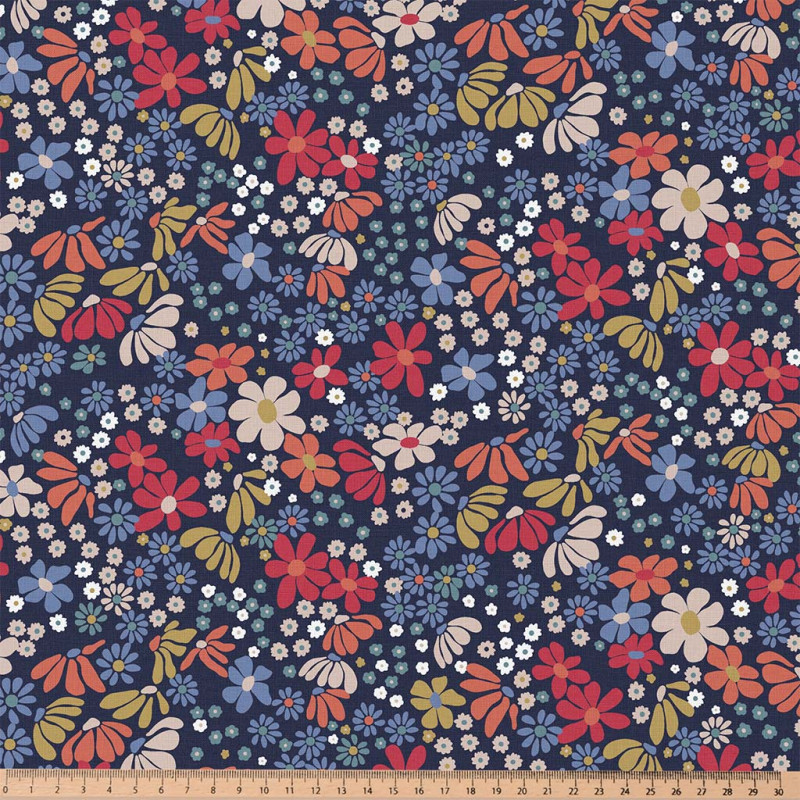 Printed Cotton MARIA Blue / Orange